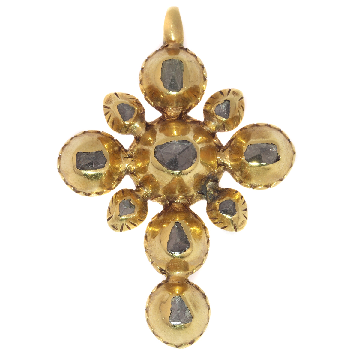 Yellow gold 18th Century Georgian cross with rose cut diamonds